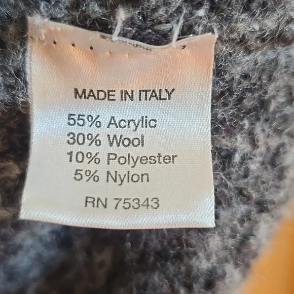 Vintage Italian Wool Blend Open Front Cardigan Sweater Neutral Cozy Size M - Picture 10 of 14